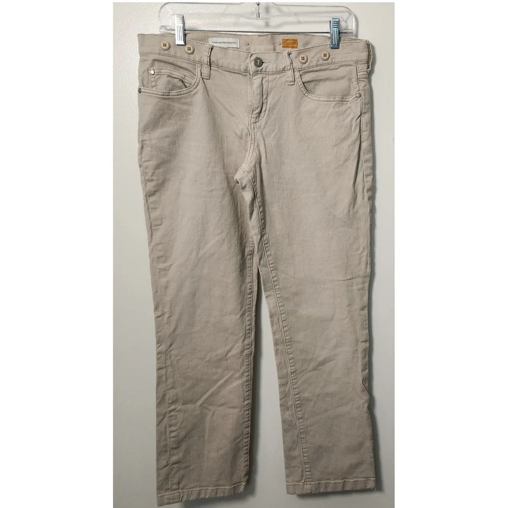 Vtg Anthropologie Pilcro Beige Pants‎ Jeans Suspender Buttons Sz29 Straight LR